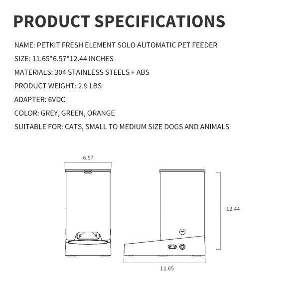 PETKIT Smart Futterautomat SOLO 3 Liter