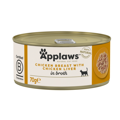 Applaws Hühnerbrust mit Hühnerleber in Brühe (24x70g) Applaws Hühnerbrust mit Hühnerleber in Brühe (24x70g)