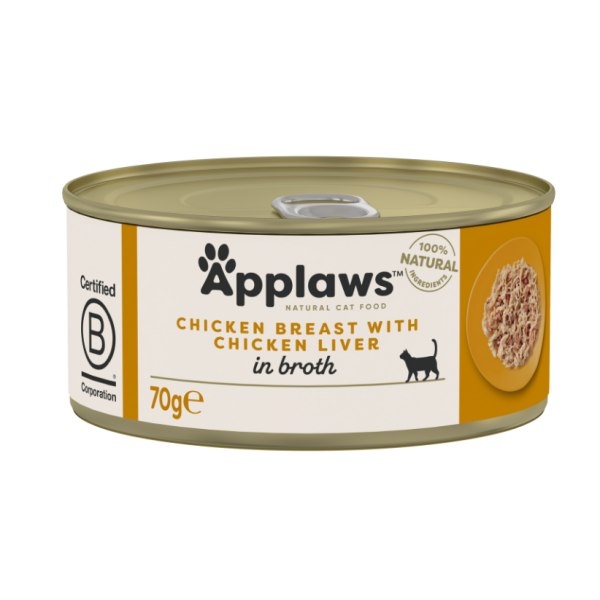 Applaws Hühnerbrust mit Hühnerleber in Brühe (24x70g)