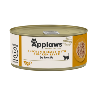 Applaws Hühnerbrust mit Hühnerleber in Brühe (24x70g)