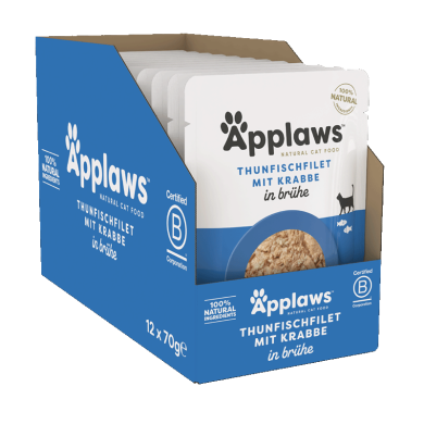Applaws Thunfischfilet mit Krabben in Brühe Nassfutter für Katzen (12x70g) Applaws Thunfischfilet mit Krabben in Brühe Nassfutter für Katzen (12x70g)