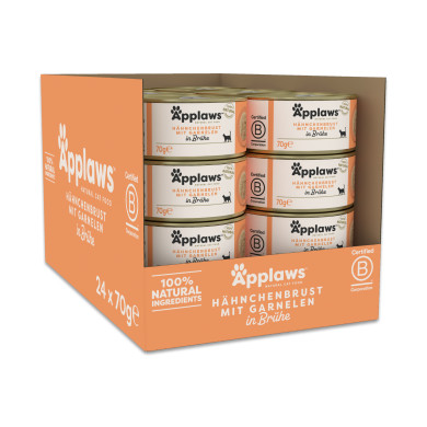 Applaws Hühnerbrust mit Garnelen in Brühe (24x70g) Applaws Hühnerbrust mit Garnelen in Brühe (24x70g)
