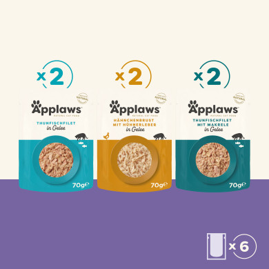 Applaws Auswahl an Sorten in Gelee Multipack (6 x 70 g)