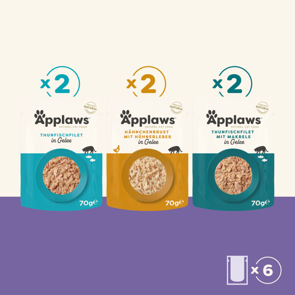Applaws Auswahl an Sorten in Gelee Multipack (6 x 70 g)
